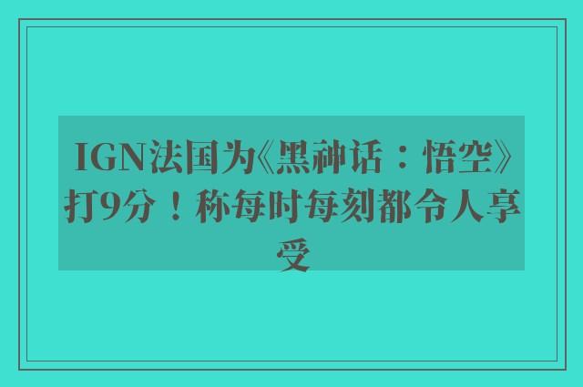 IGN法国为《黑神话：悟空》打9分！称每时每刻都令人享受